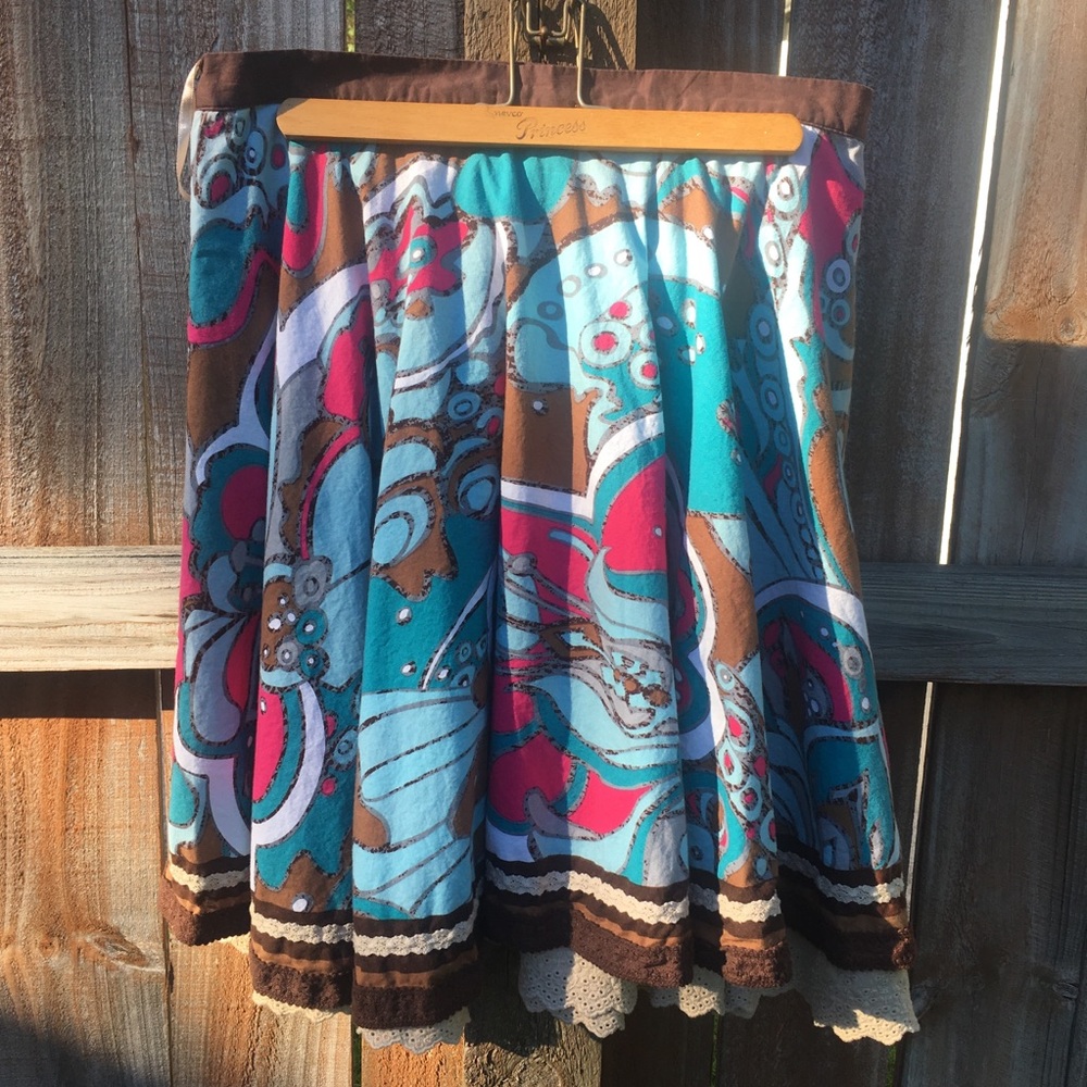 Large Hazel Colorfully Abstract Boho Lined Skirt